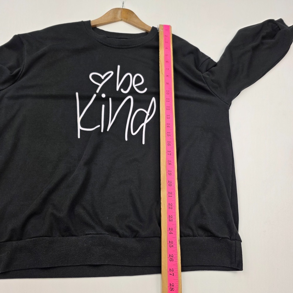 Be Kind Womens 1XL Black Graphic Sweatshirt Pullover Cozy Casual Crewneck - Picture 10 of 11